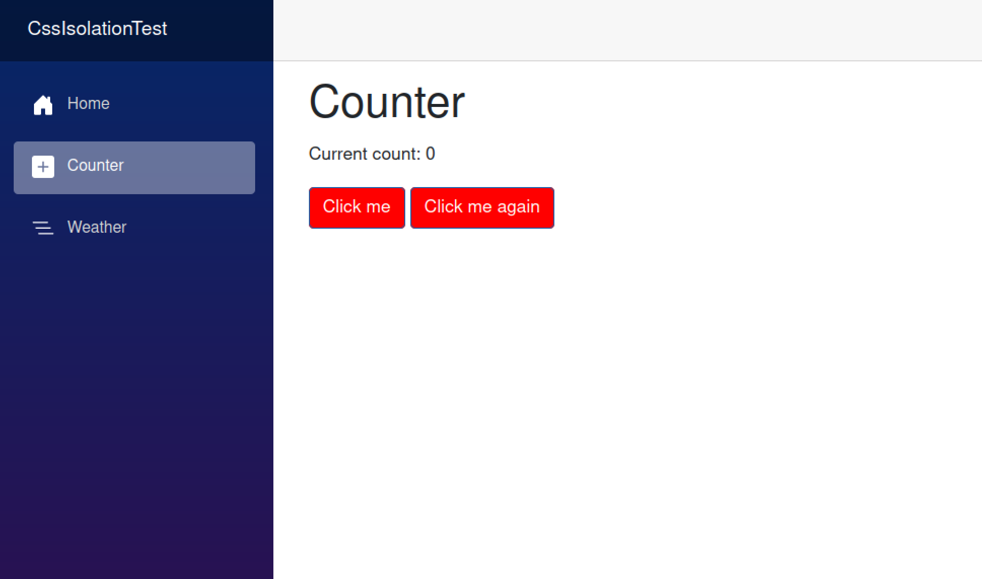 Counter.razor result with red buttons